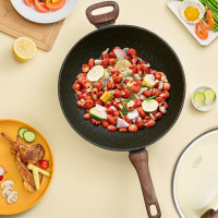 爱仕达(ASD)炒锅不粘锅家用燃气灶电磁炉平底炒菜锅麦饭石色不沾锅家用锅具大 小号炒锅(建议2-3人)- 30cm