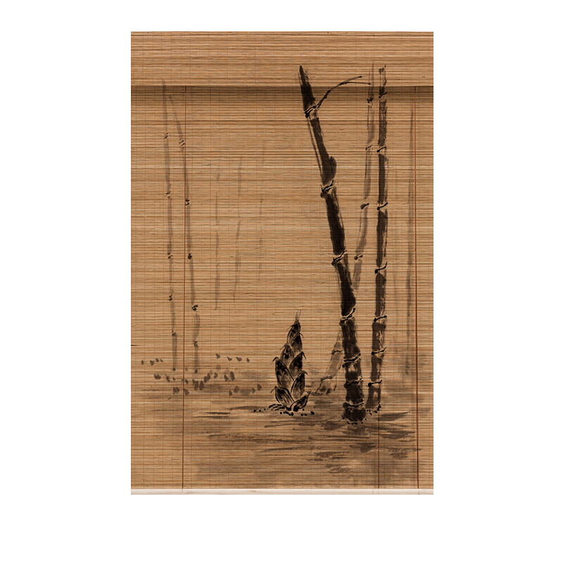 喷绘竹帘中式日式印花竹子卷帘窗帘隔断水墨画禅意帘子帘挂帘