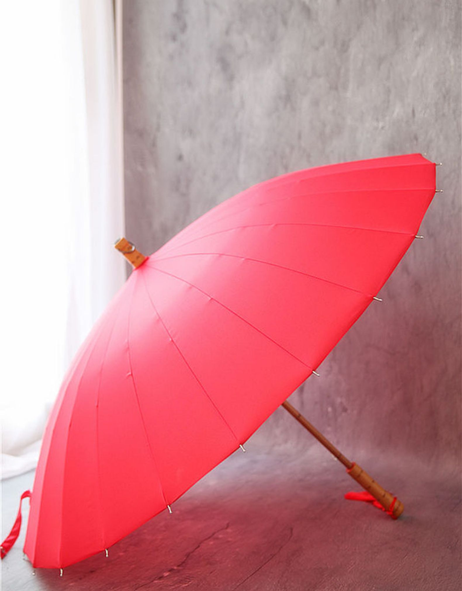 封后晴雨伞复古风木杆直柄24骨流苏长柄伞结婚庆婚礼新娘红伞摄影