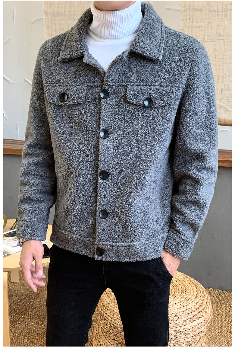 希杰狮王男士夹克 希杰狮王2019冬季新款羊羔绒外套男潮深秋韩版初冬