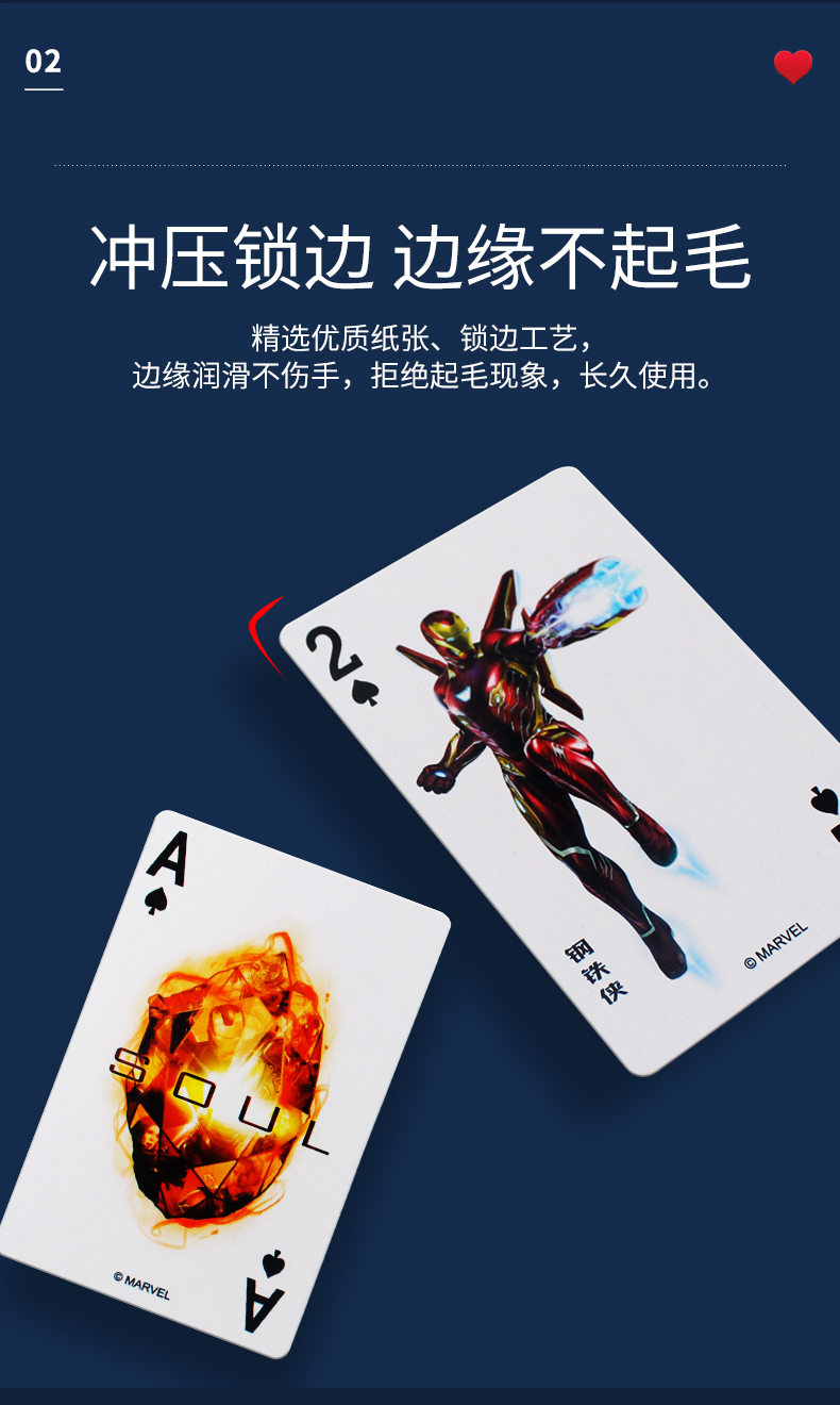 古部漫威复仇者联盟扑克牌蜘蛛侠儿童休闲纸牌玩具益智桌面游戏蓝芯