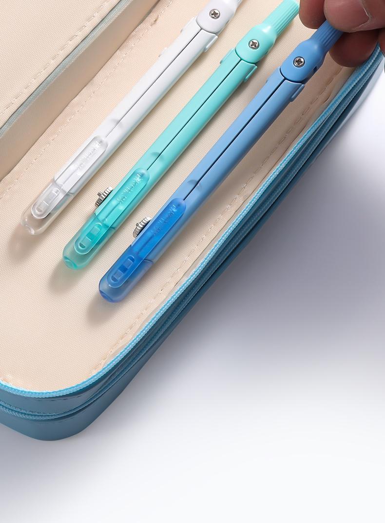 5mm金属圆规本味系列学生用量角绘画考试用 米菲系列[银色]粗铅芯款送