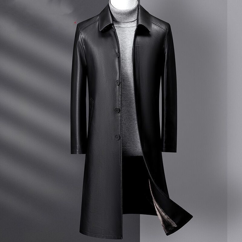 富贵鸟长款皮大衣男士长款过膝皮风衣男加厚皮衣冬装皮外套男正品春秋