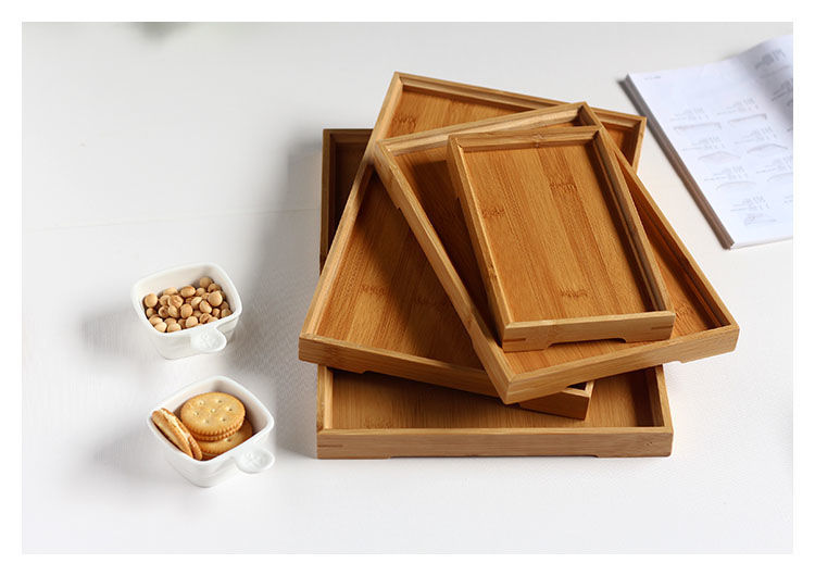 长方形竹木托盘日式实木茶盘寿司盘水果点心盘多肉托盘家用客厅套二圈