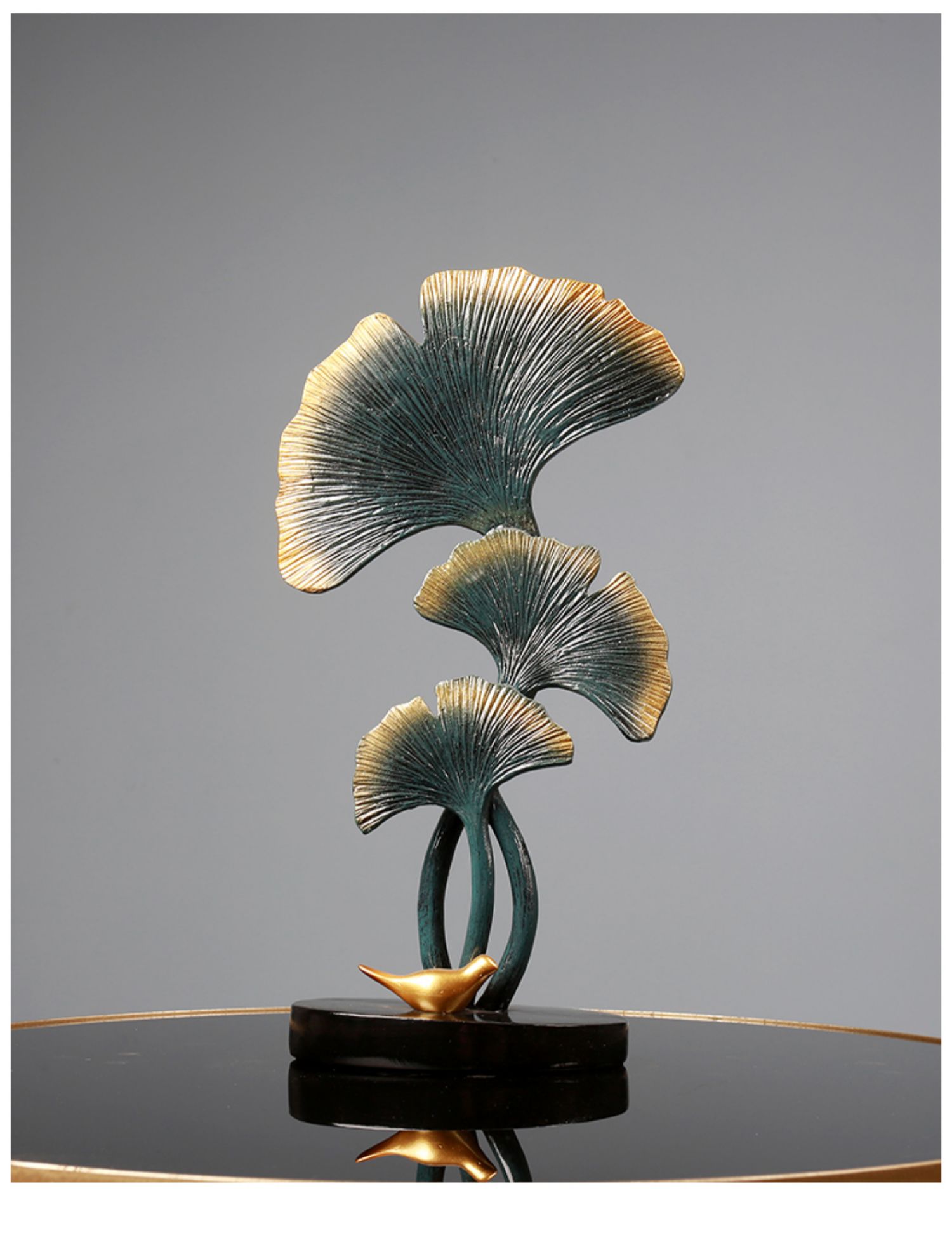 三维工匠轻奢银杏叶装饰品麋鹿电视柜家居摆件创意玄关客厅样板间摆设