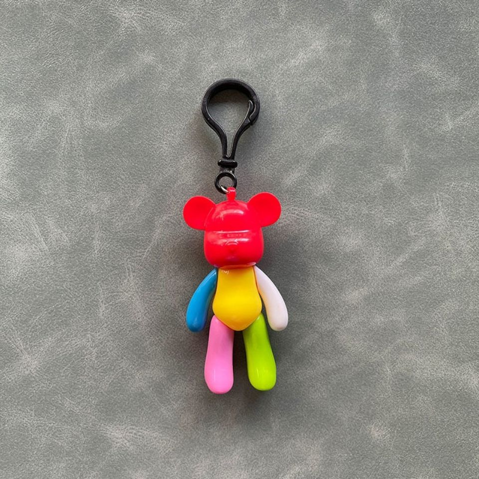 潮品彩色撞色ins卡通暴力熊diy小熊钥匙扣汽车钥匙圈包包挂饰