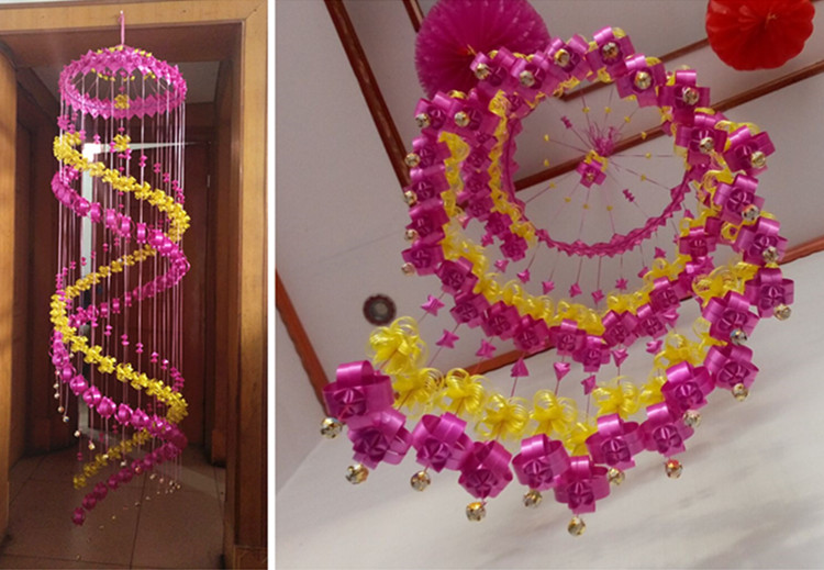 9元风铃拉花彩带diy材料生日装饰气球扎带绑绳卷黑色塑料丝带 混色1.