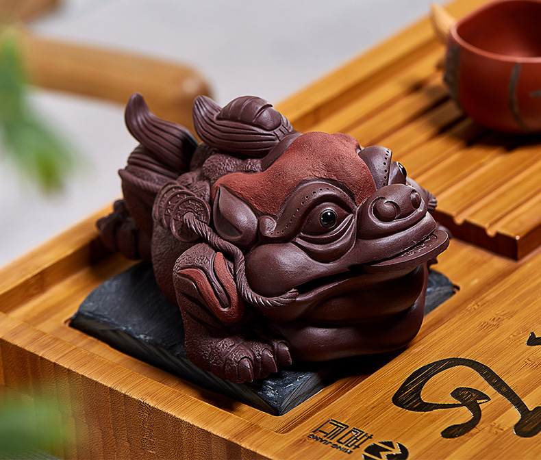 紫砂金蟾茶宠可养茶台配件茶桌蟾蜍精品功夫茶具纯手工摆件 国泰家和