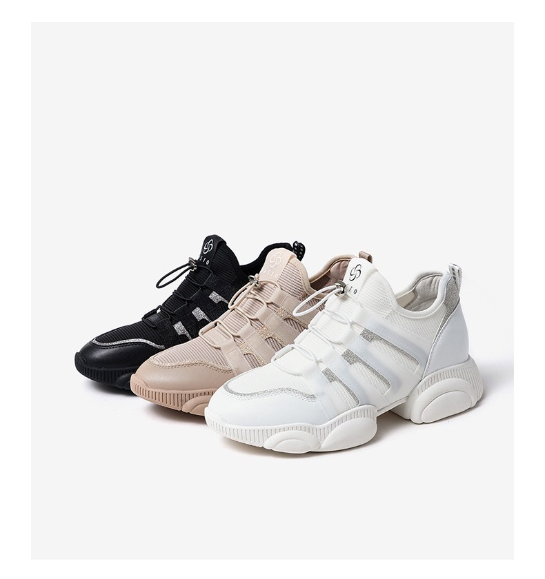 basto百思图2019秋季坡跟老爹鞋女休闲鞋a2033cm9