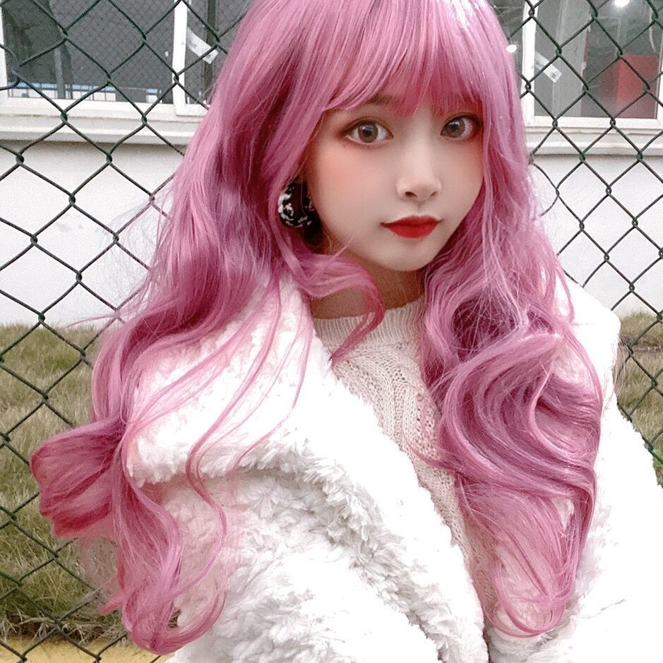 《假发男女万用lolita长卷发浅粉薄藤色大波浪微卷洛丽塔长直发假毛