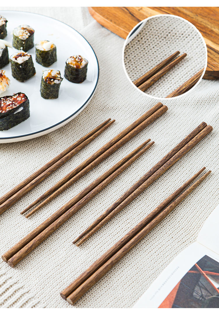 日式家用天然鸡翅木尖头筷子日本防霉寿司筷刺身实木细尖料理筷鸡翅木