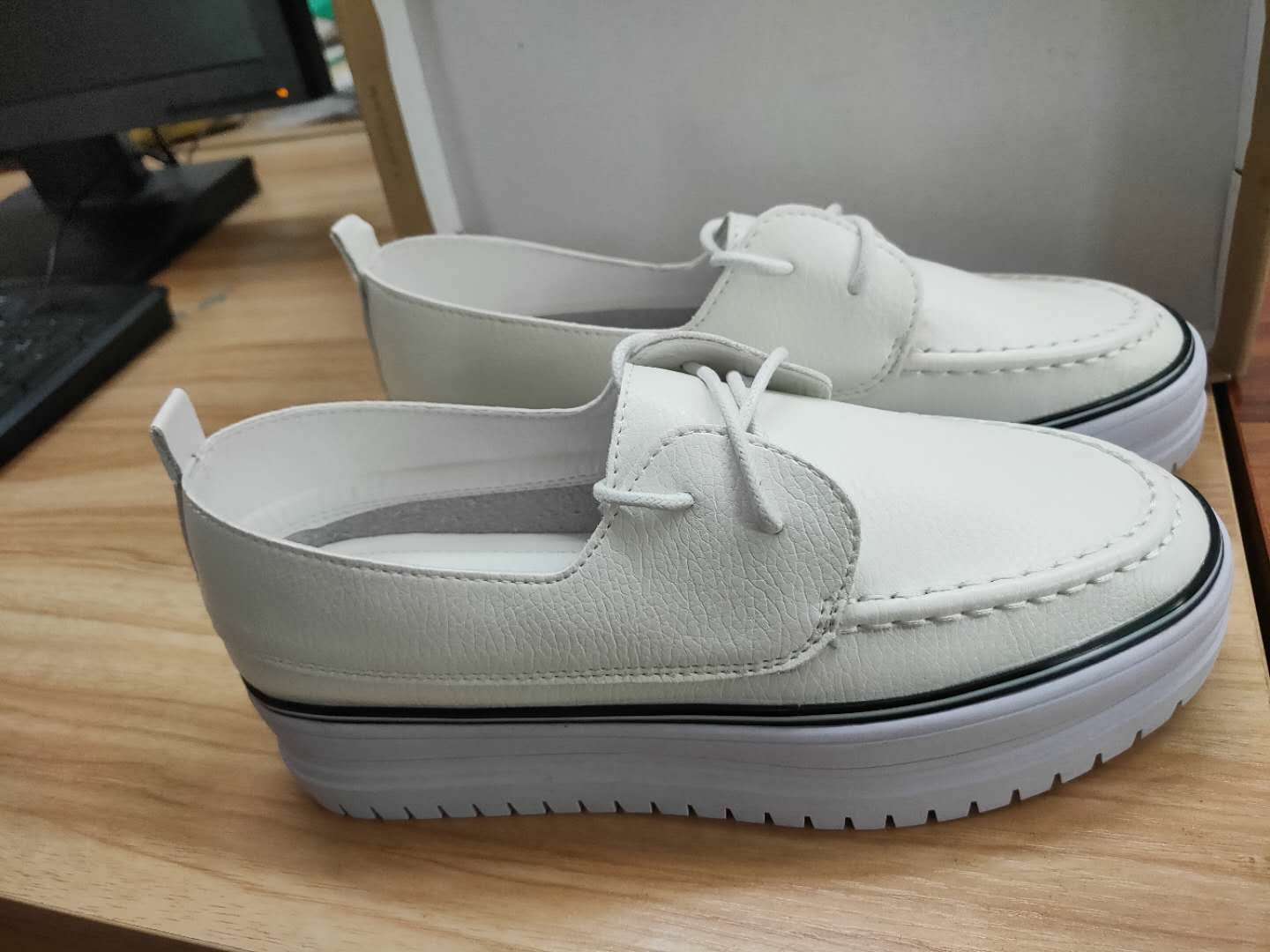 crape myrtle女士圆头单鞋q336 厚底松糕跟女鞋休闲小白鞋单鞋2019