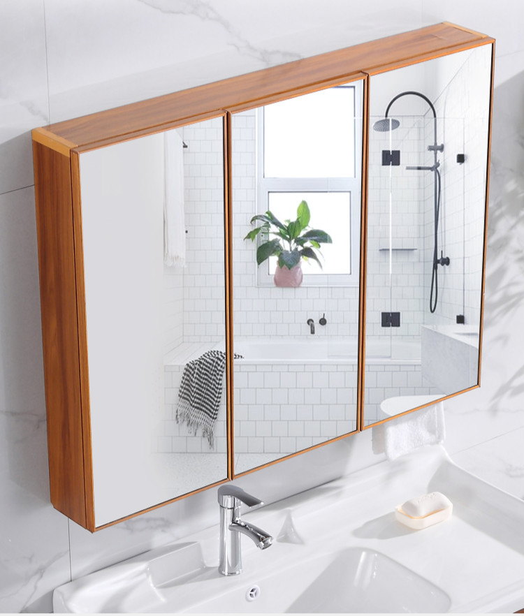 卫生间浴室隐藏式镜子带置物架镜柜洗手间铝合金挂墙式zm