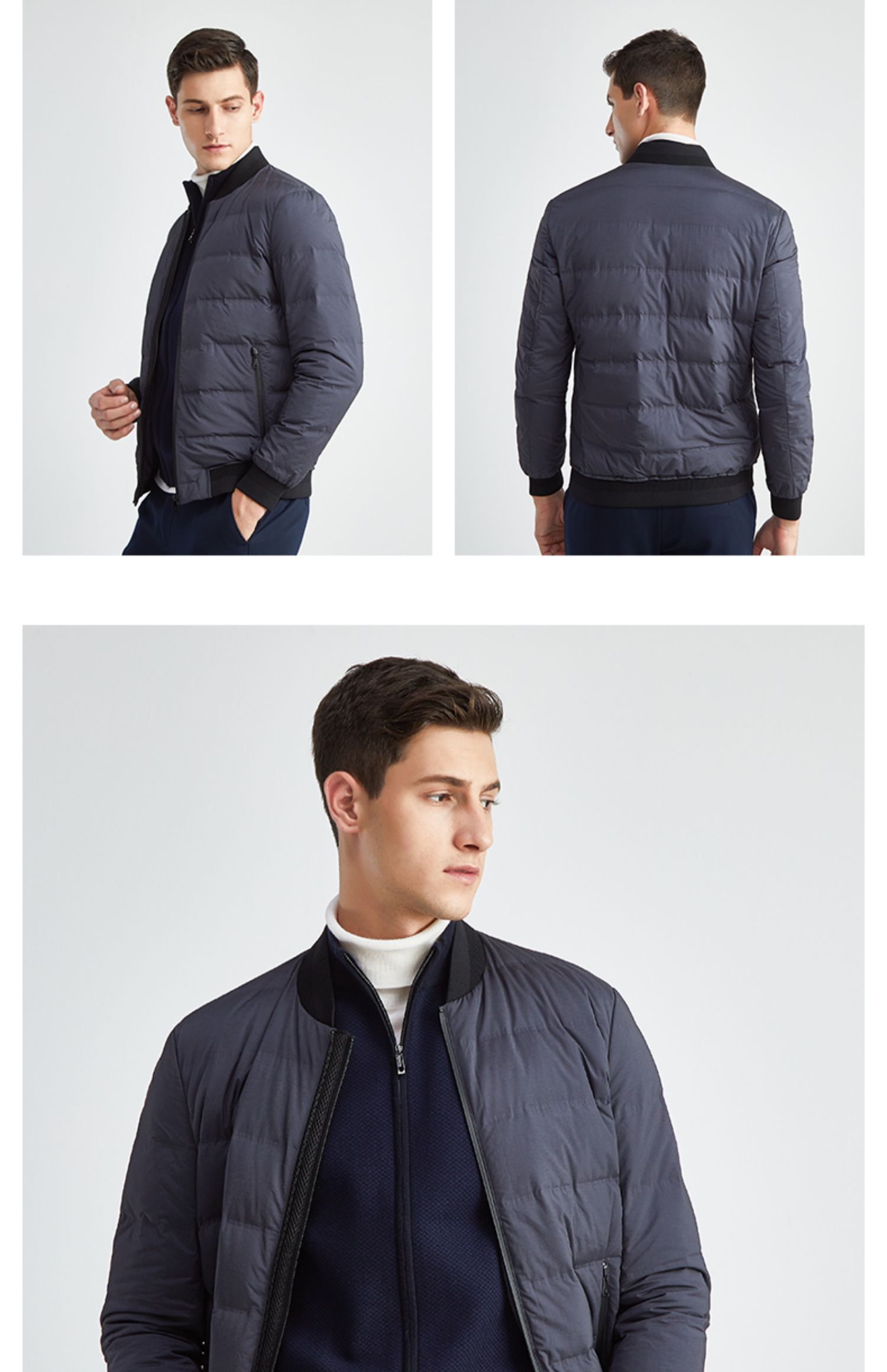 报喜鸟男装潮流休闲短款羽绒服男士冬季修身上衣白鸭绒厚外套