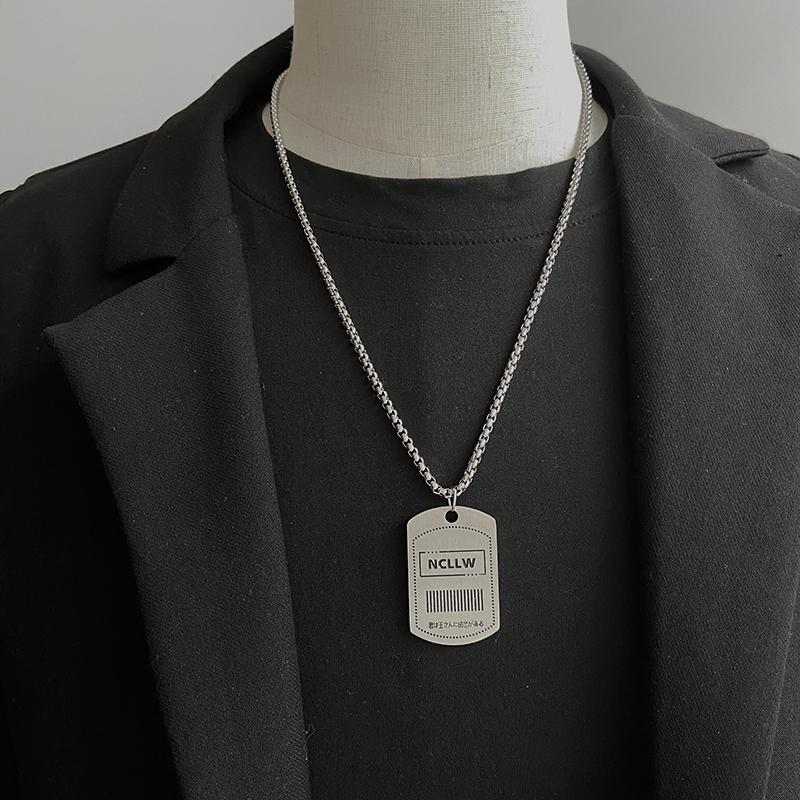 ncllw军牌70cm你初恋老王同款项链男女情侣复古钛钢军牌盾牌吊坠嘻哈