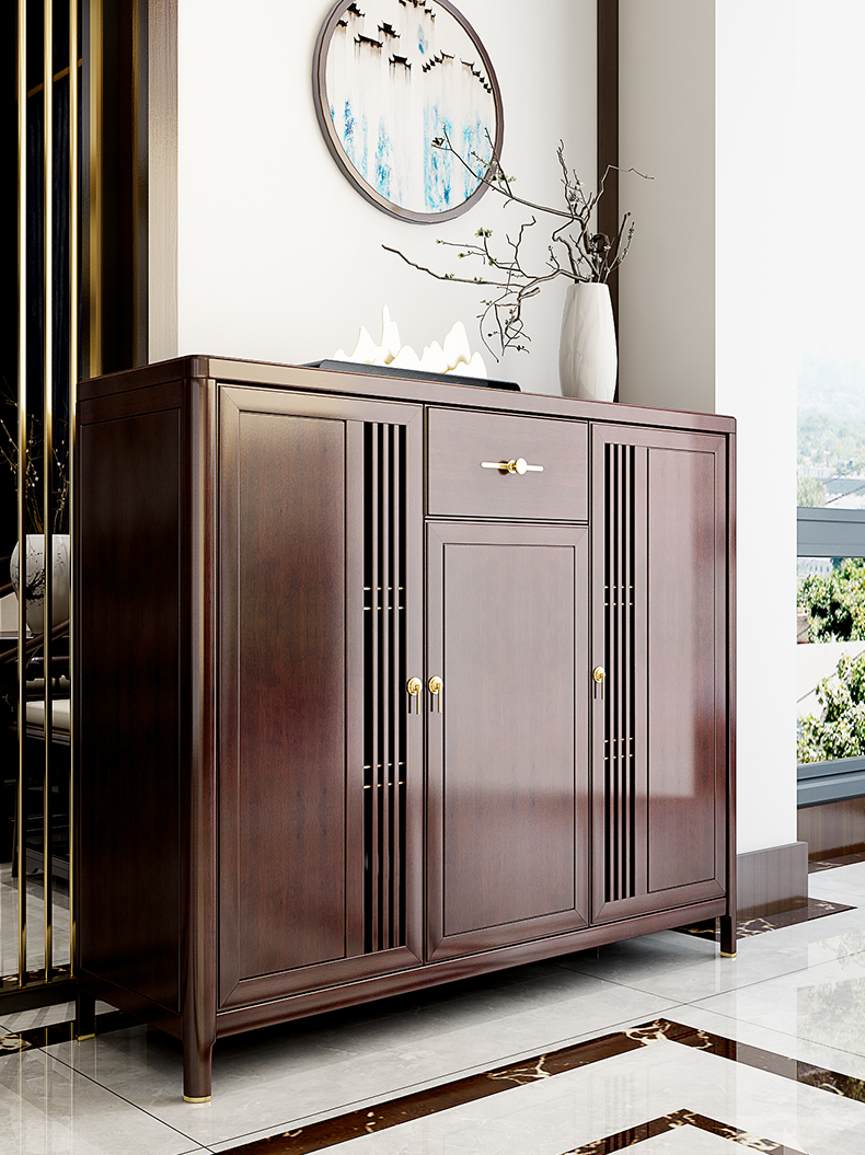 新中式实木鞋柜家用口玄关柜现代简约大容量三檀木收纳柜