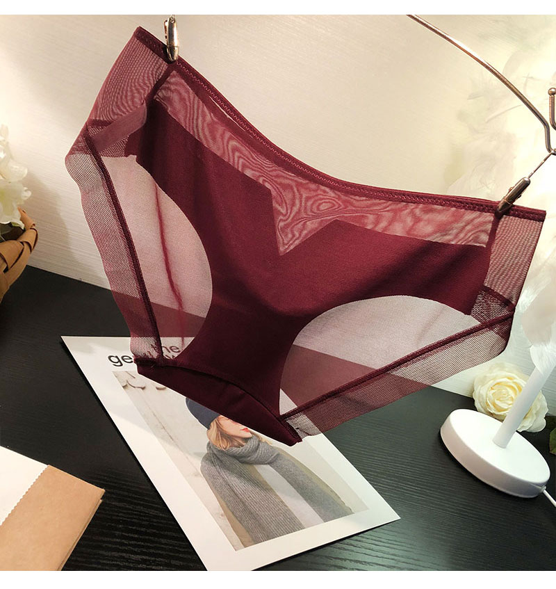 三送一无痕贴胶v字女士内裤性感网纱拼接三角裤中低腰裤头卓思哲