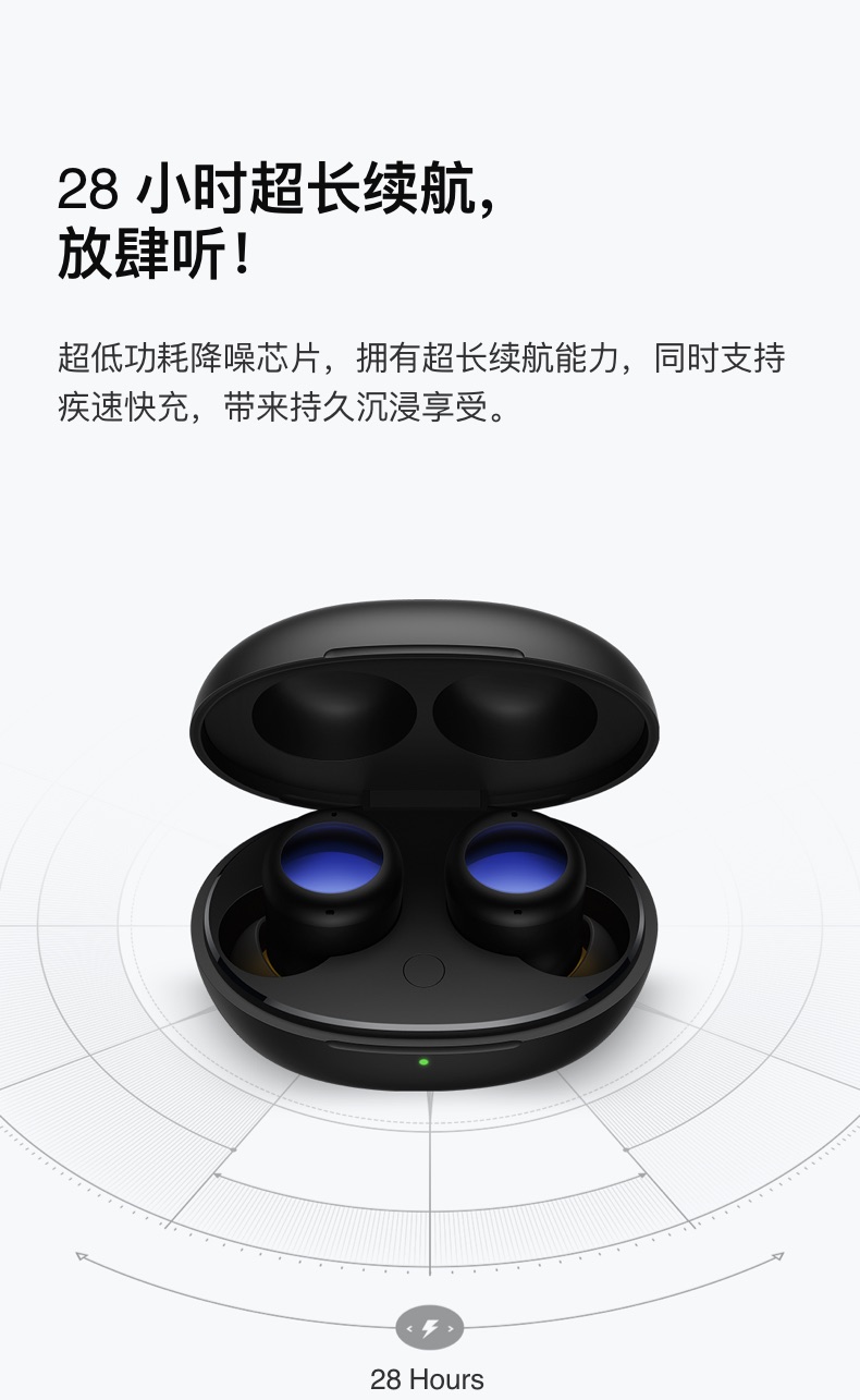 realme真我budsair2neo降噪蓝牙耳机黑色oppo提供售后支持