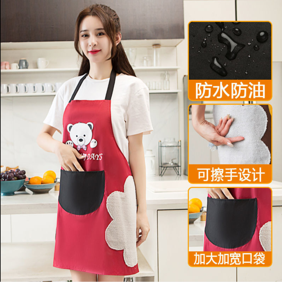 冬季防油护衣长袖包身厨房围裙家居工作两用口袋围裙男女时尚通用清洁