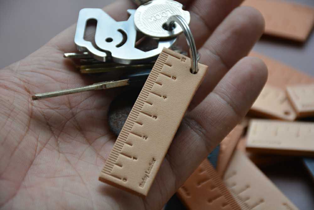 new lake自欺欺人尺手工迷你皮尺植鞣革钥匙扣钥匙牌钥匙链大麦手作