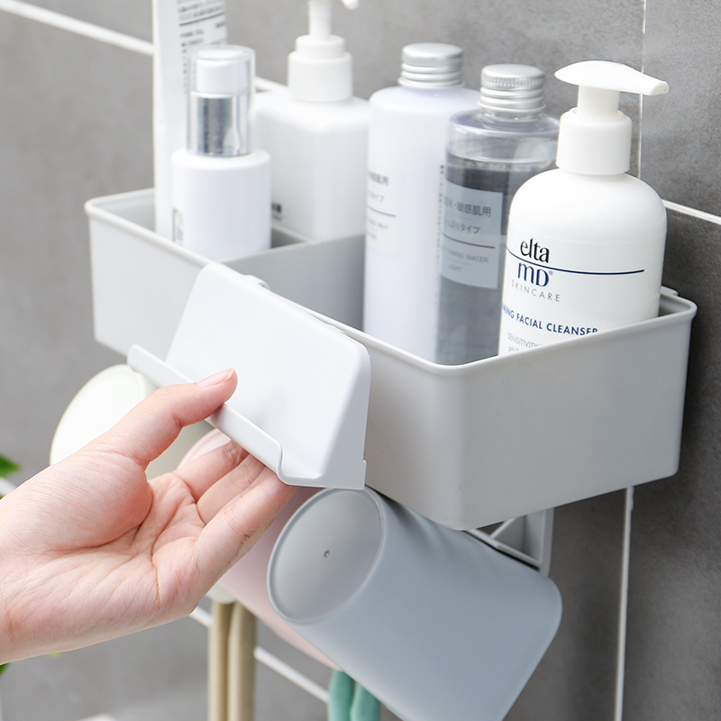 卫生间牙刷架漱口杯架家用多功能塑料壁挂牙刷置物架牙具架牙杯架