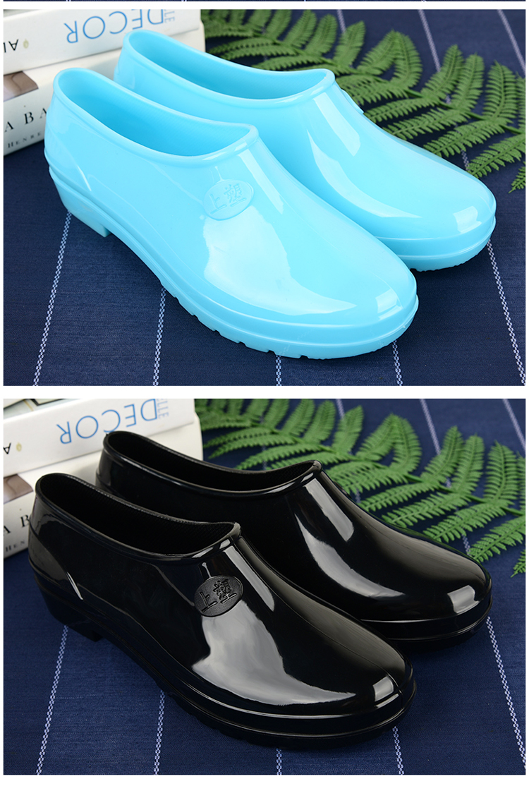夏季晴雨鞋女士短筒低帮雨靴防滑耐磨水鞋厨房工作鞋防水套脚胶鞋知义