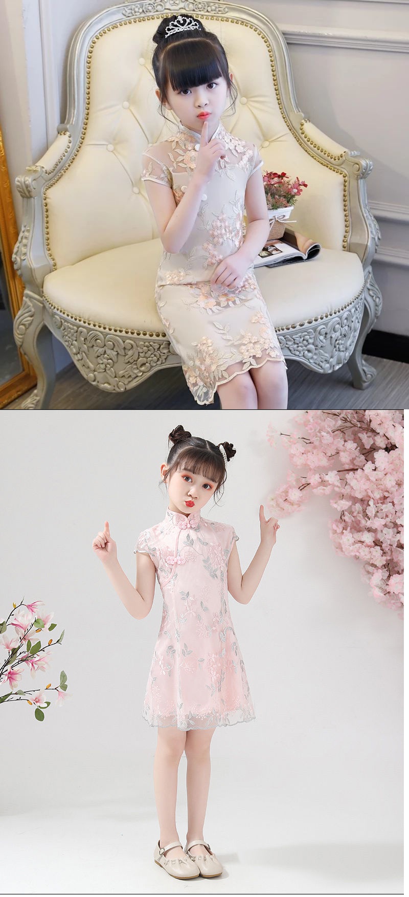 【精品好货】女童旗袍夏女小学生儿童旗袍女中国风女童春装小女孩裙子