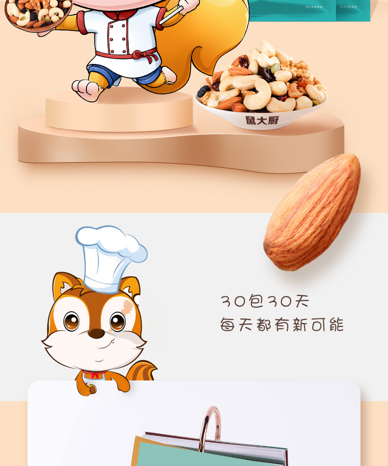 鼠大厨每日坚果大礼包干果零食混合装整箱小包装礼盒10包批发