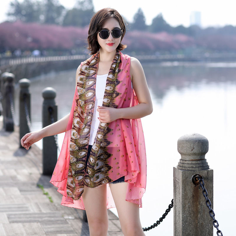 29上海百变披肩丝巾围巾女长款多功能雪纺衫夏防晒两用魔术沙滩纱巾