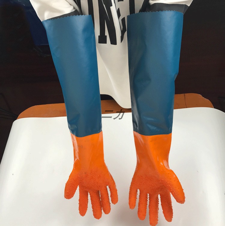 劳保防油加长款止滑防水作业手套家居捕鱼加厚连体挖藕水产业耐磨 有