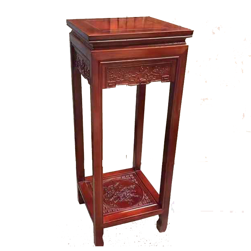 国云堂花梨木花架客厅阳台中式落地架四方架盆景置物架mz304