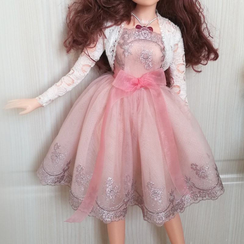 60厘米叶罗丽娃娃换装裙子 3分bjd娃娃换装衣服 公主蕾丝裙 黑粉刺绣