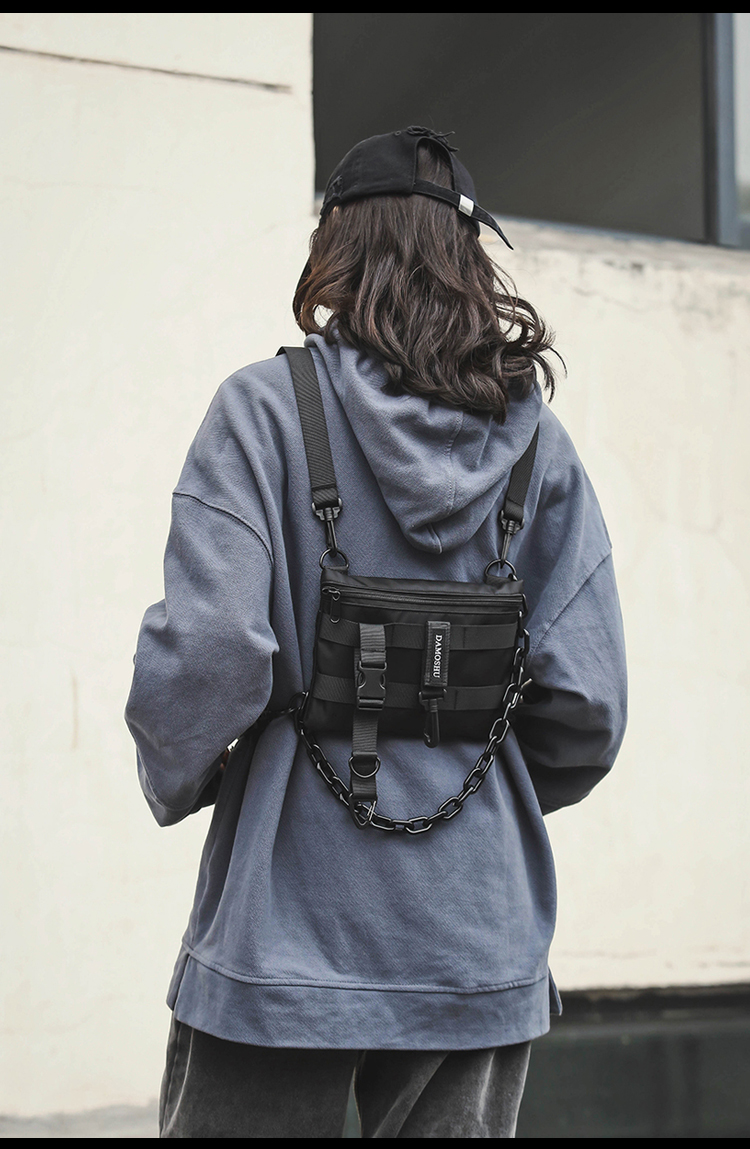 new lakeins潮小包男生机能风工装挎包斜跨单肩包潮牌嘻哈手机包女斜