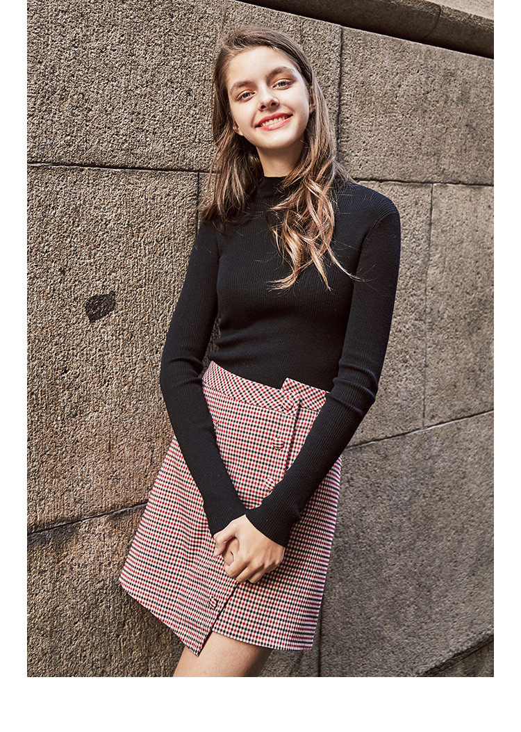 拉贝缇秋女毛衣修身羊毛衫长袖打底衫甜美针织衫60300444