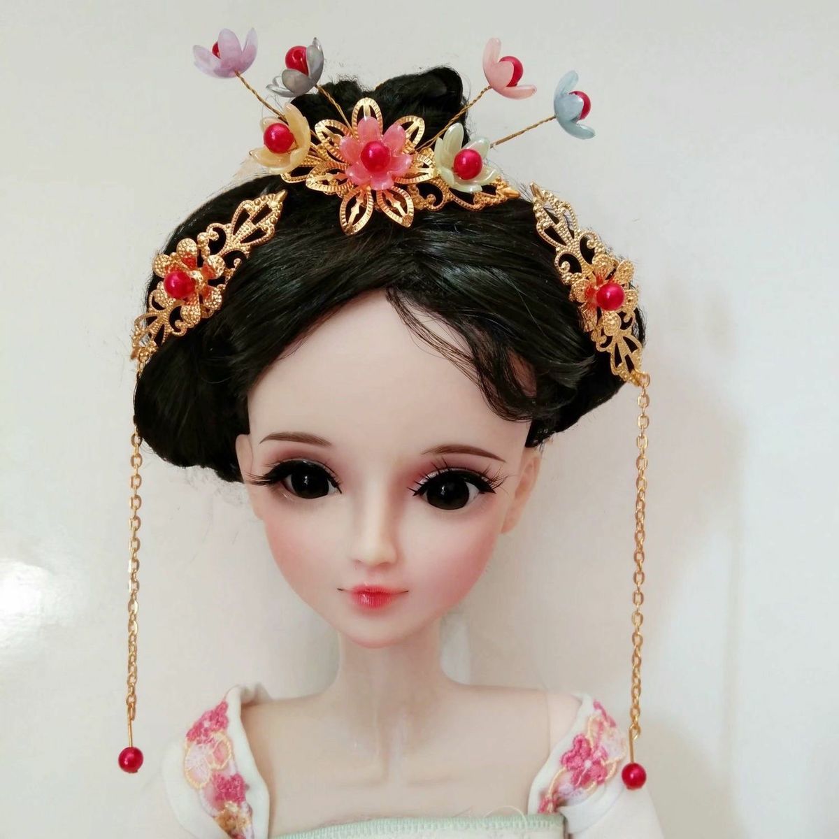 60厘米娃娃古装头饰叶罗丽bjd娃娃头饰3分娃娃古装首饰凤冠发簪花朵