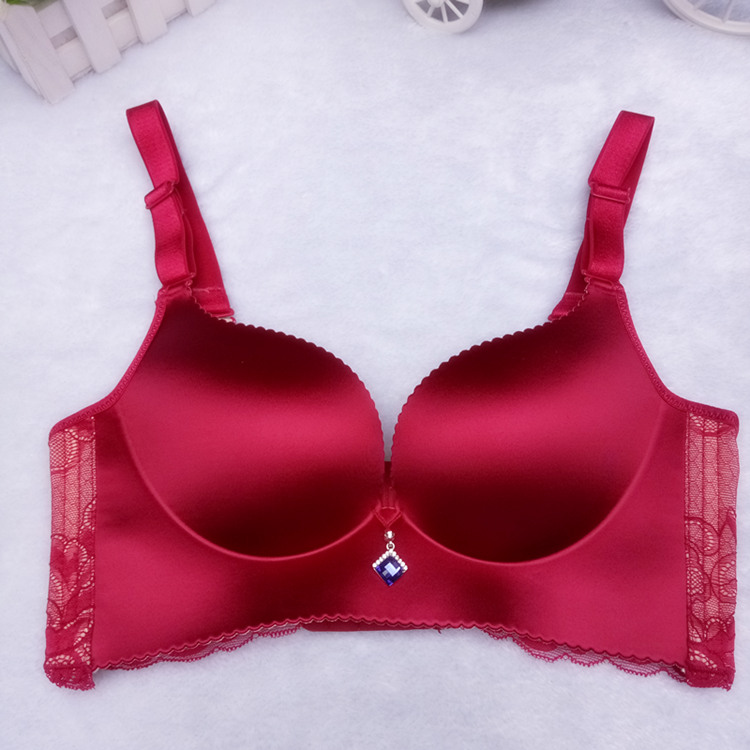 绿彩虹光厚薄款蕾丝美背胸罩 内衣内裤套装女聚拢无钢圈文胸性感无痕