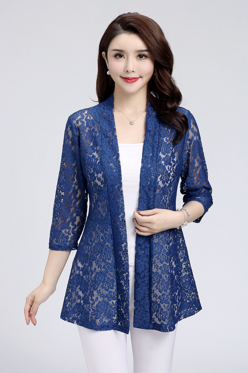 蕾丝开衫女春夏新款中长款上衣薄纱修身显瘦镂空防晒衣外搭空调衫