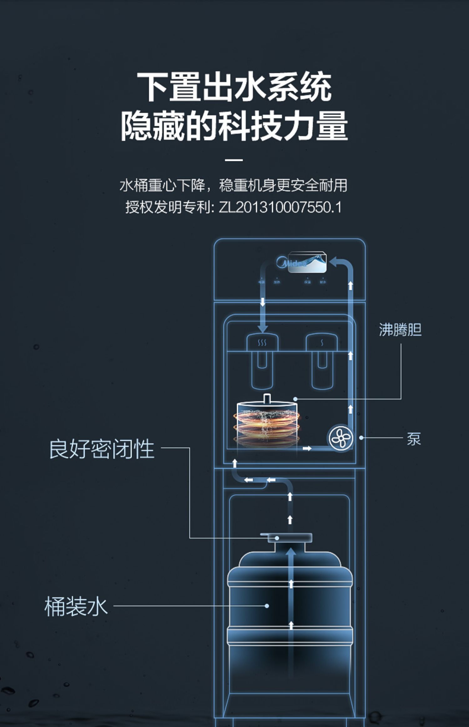 美的饮水机家用下置水桶立式温热全自动上水桶装水办公室新款香槟金温