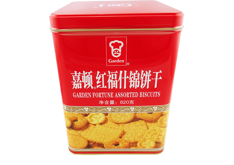 嘉顿年货红福什锦饼干820g铁罐装新年儿童曲奇饼干办公室早餐零食过节