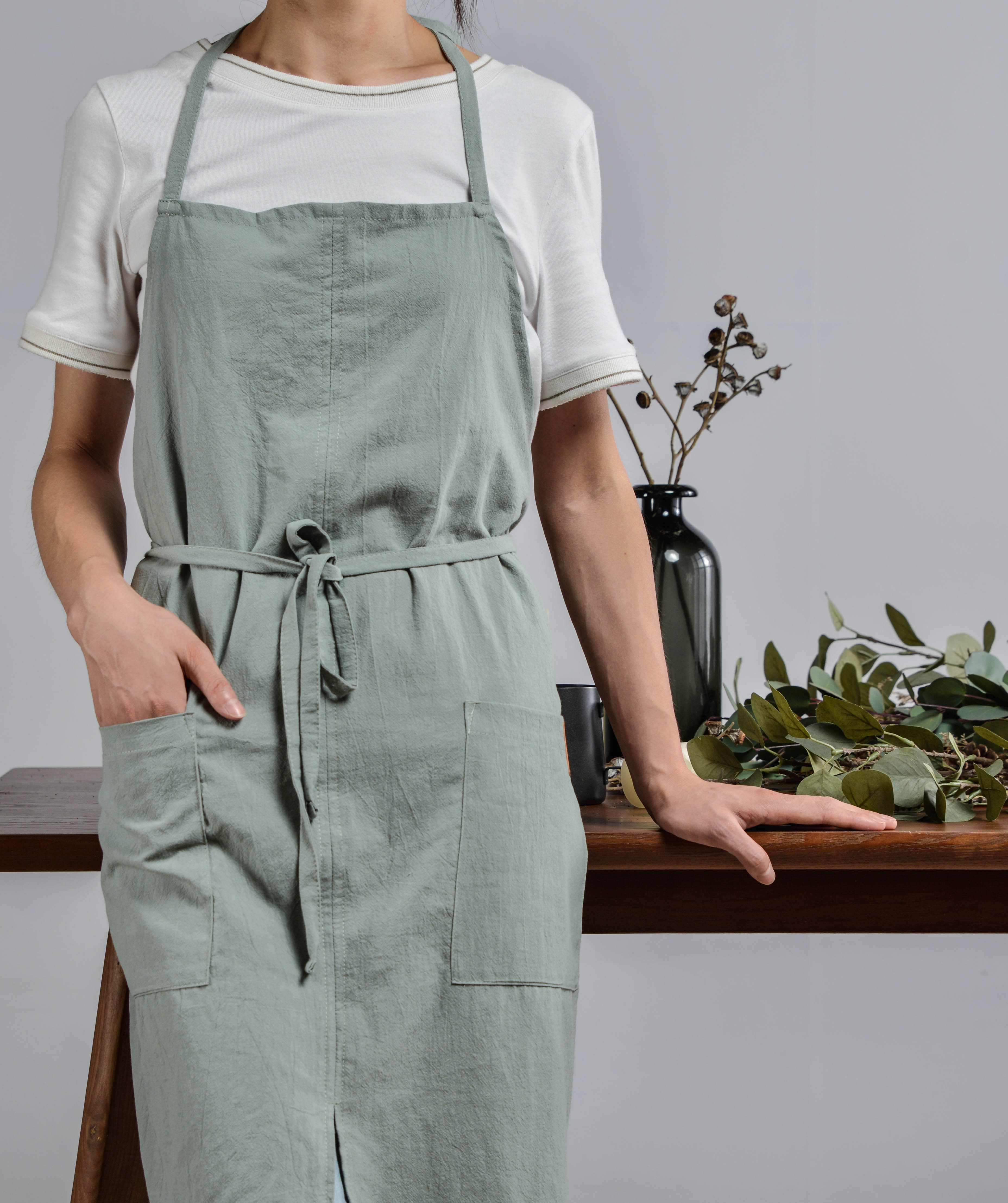 北欧简约棉麻围裙 金铂喜烘焙文艺咖啡店 美食静物摄影 [二店道具铺]