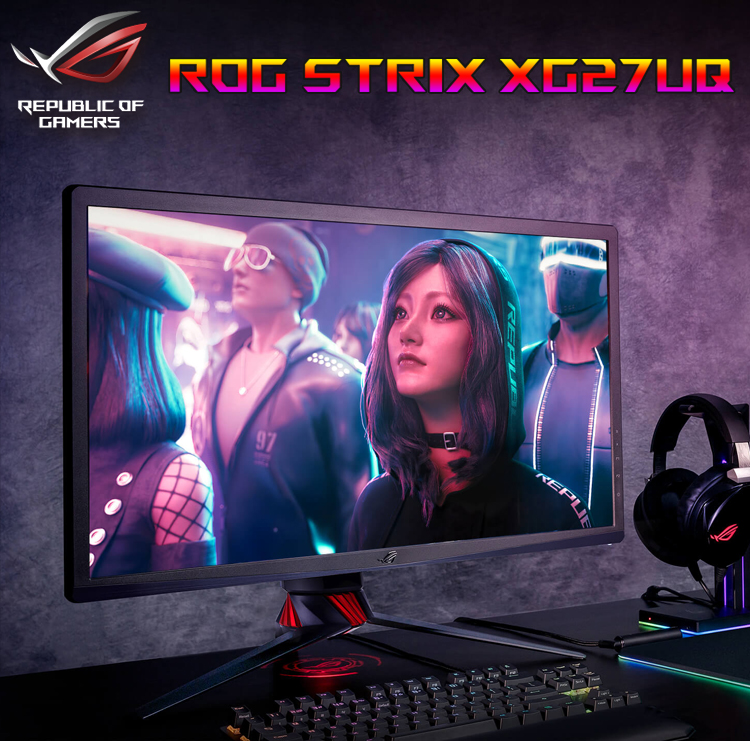 华硕asusrogstrixxg27uq绝影电脑显示器27英寸4k144hz刷新率hdr400g