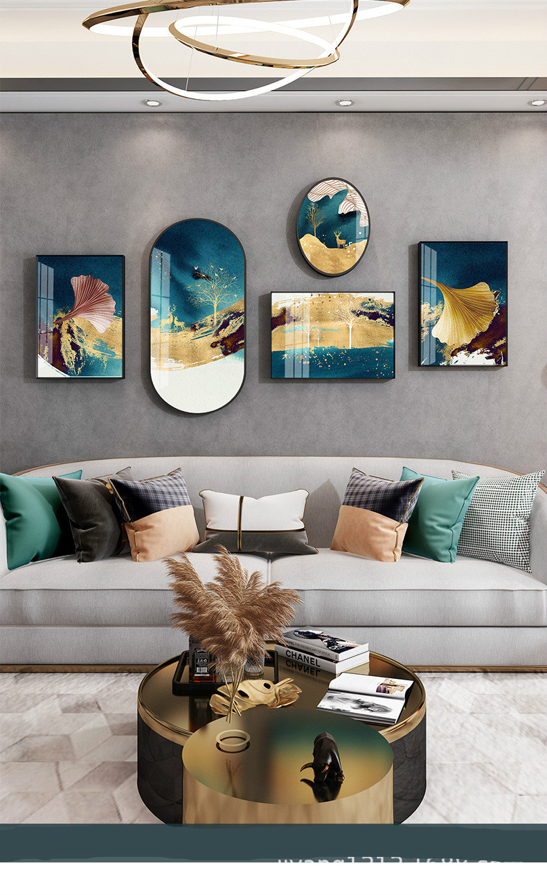 怡茹现代简约客厅装饰画沙发背景墙挂画墙壁墙面壁画抽象大气墙画组合