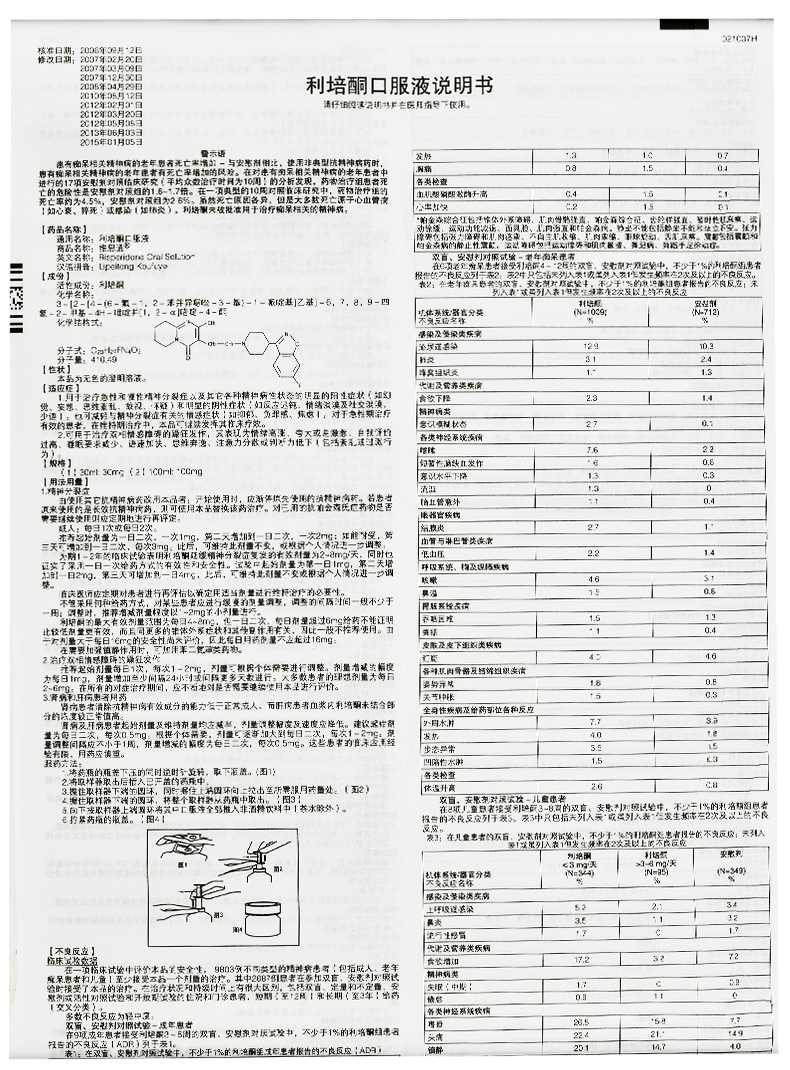 利培酮处方单图片