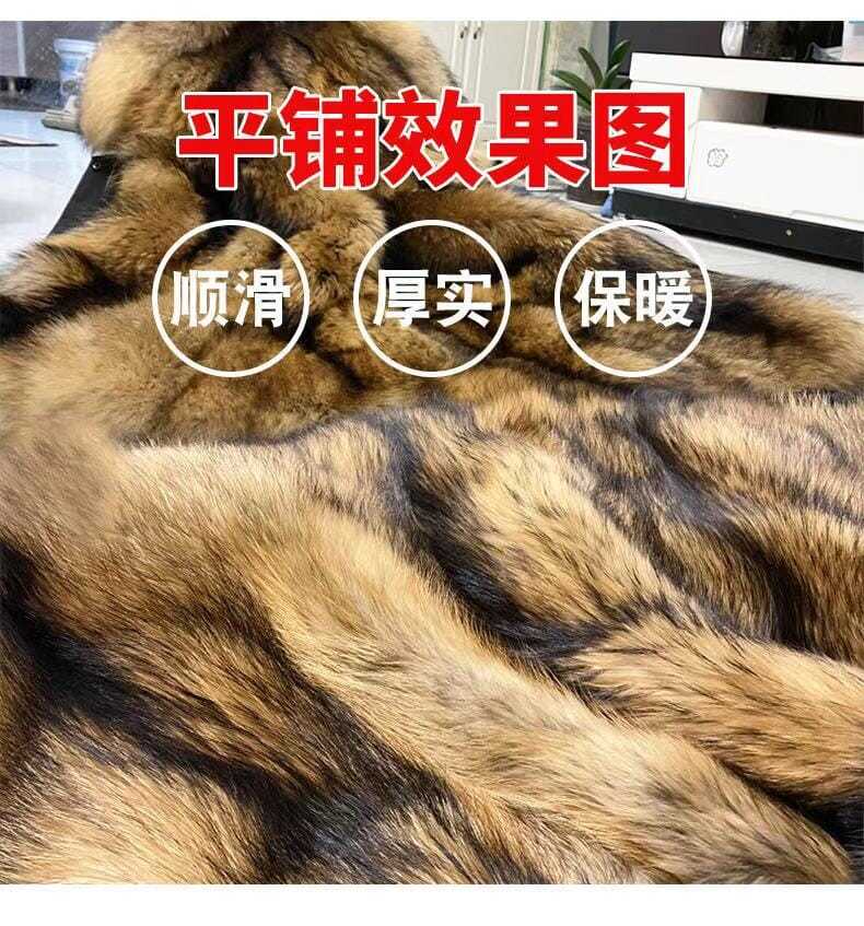 冬季派克服女貂內膽可拆卸皮毛一體貉子毛外套中長款皮草仿狐狸毛黑殼