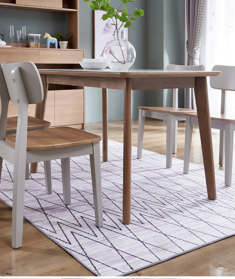 掌上明珠家居现代简约新中式钢化玻璃餐桌餐椅长方形家用餐厅组合