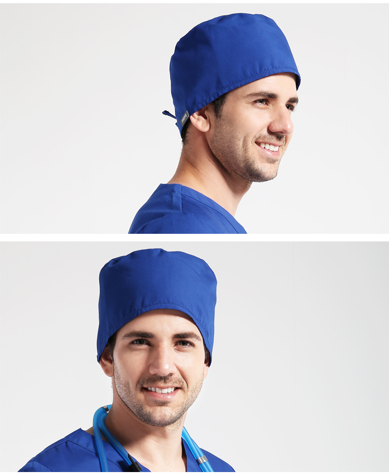 手术帽医生帽护士帽短发适用手术室帽子涤棉纯色圆顶帽工作帽墨斗潮品