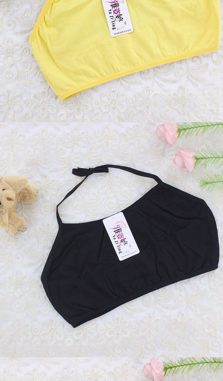 发育期内衣女童小学生棉文胸罩挂脖式绑带抹胸吊带费琳胸罩