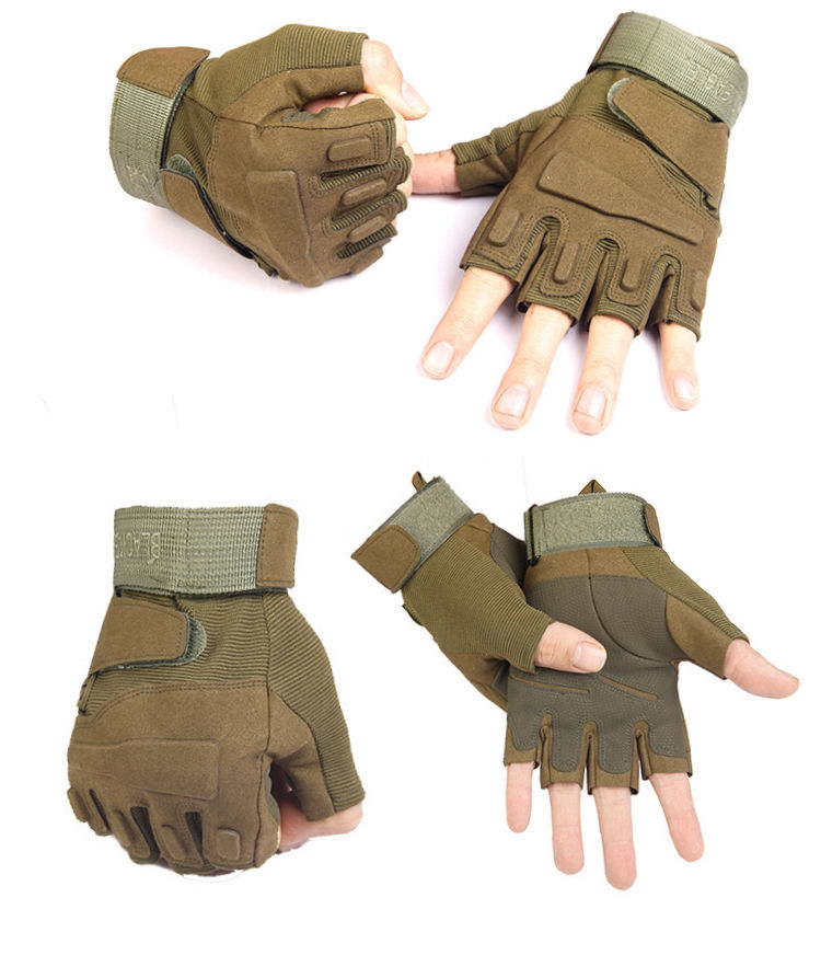 特种兵男战术训练手套半指户外健身半截儿童攀岩无指骑行摩托露指迷彩