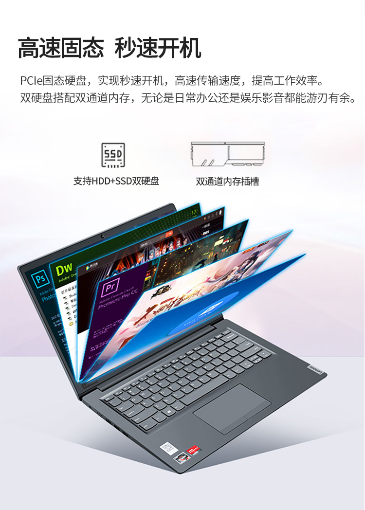 联想昭阳e415514英寸速龙3050u双核家用娱乐商务办公学生网课轻薄