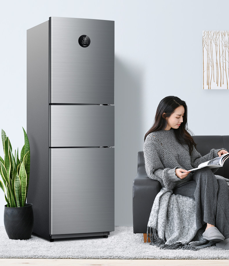 美的midea260升小型家用智能冰箱双变频一级能效大眼萌星际银bcd260